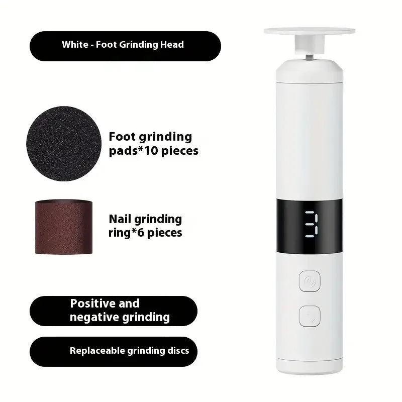 Electric 2-in-1 USB Foot & Nail Grinder | PLUSH Beauty Device Electric Foot Grinder PLUSH WHITE