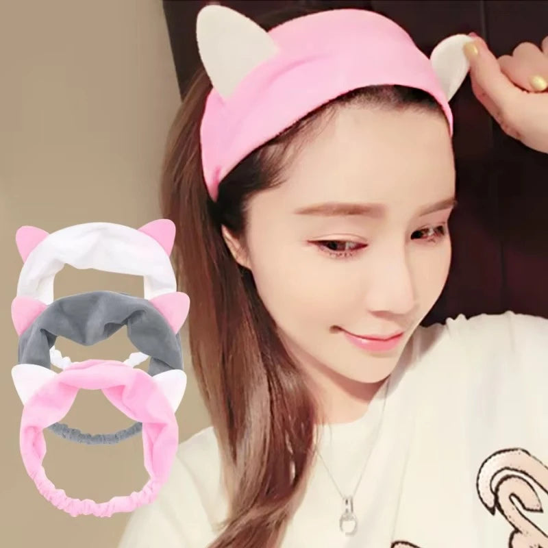 Cute Elastic Cat Ears Headband for Women – Korean Style Cat Ears Headband PLUSH