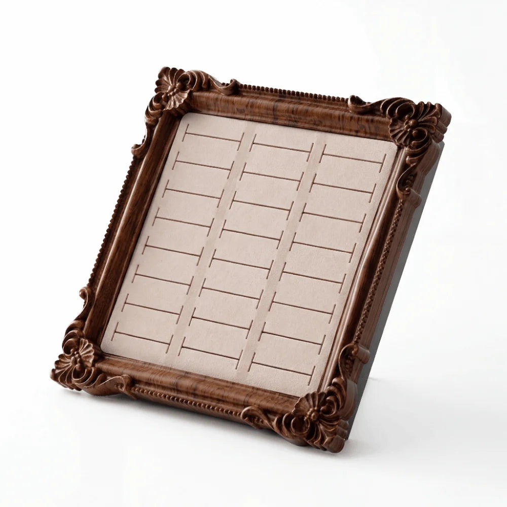 Vintage Gold Frame Wooden Ring & Jewelry Display Stand Jewelry Display Stand PLUSH Beige A