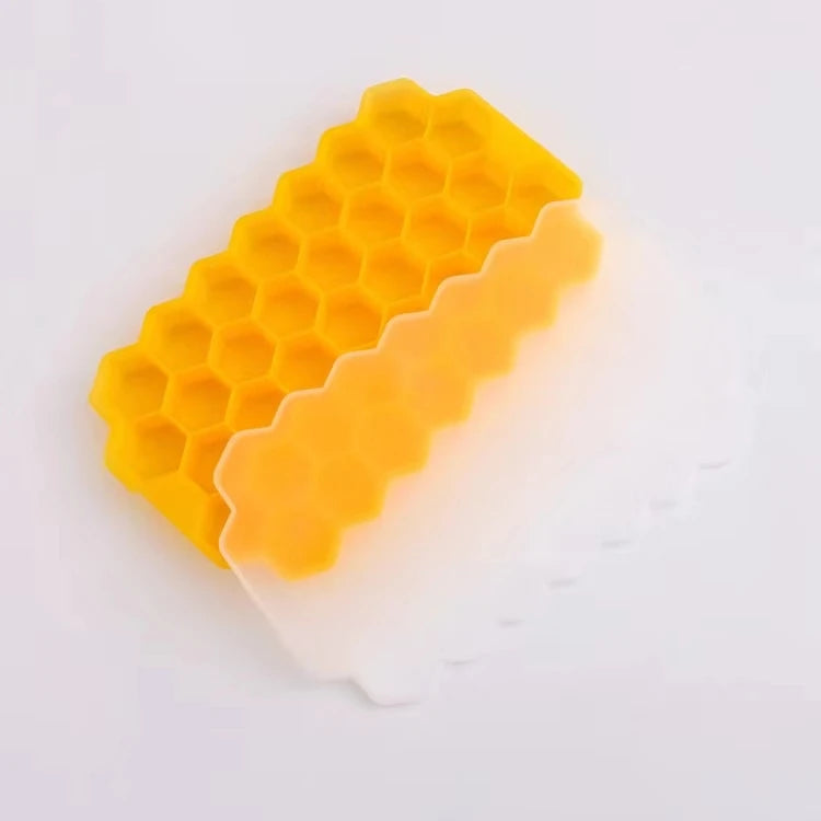 Silicone Ice Cube Tray 148 Cubes Large-Capacity BPA-Free & Lid Silicone Ice Tray PLUSH Orange 2Pcs
