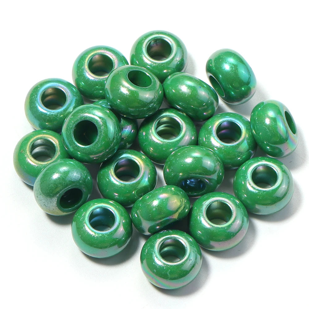 50pcs Acrylic Abacus Spacer Beads Large Hole – DIY Jewelry Acrylic Spacer Beads PLUSH green