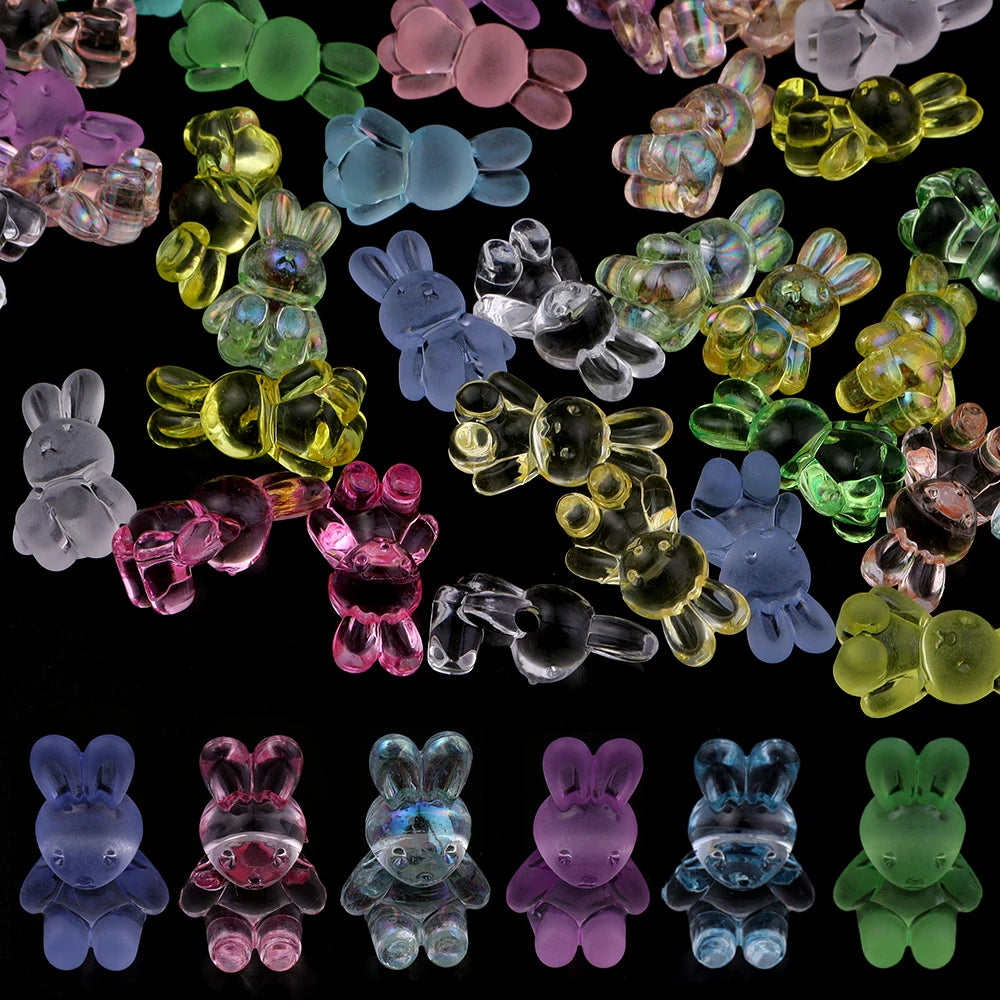 30pcs Acrylic Cartoon Rabbit Beads 24x14mm – DIY Jewelry Acrylic Spacer Beads PLUSH