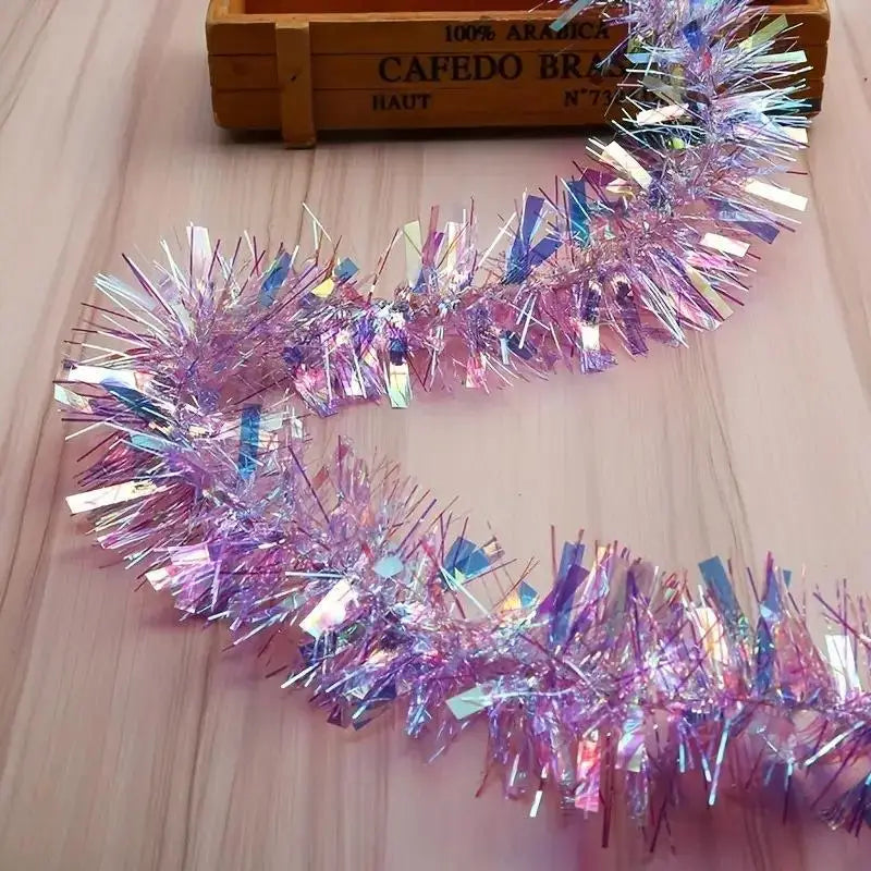 Iridescent Light Green Tinsel Garland – Holographic Holiday Decor Holiday Tinsel Garland PLUSH Purple
