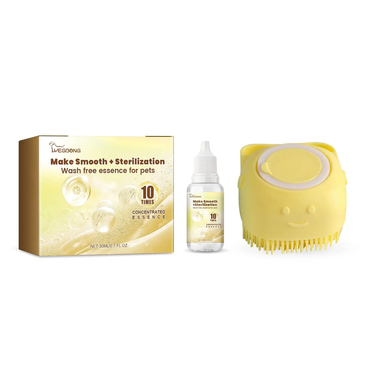 Waterless Pet Essence Set – Dog & Cat Dry Shampoo & Deodorizer Waterless Pet Shampoo PLUSH 30ml and Pet Brush
