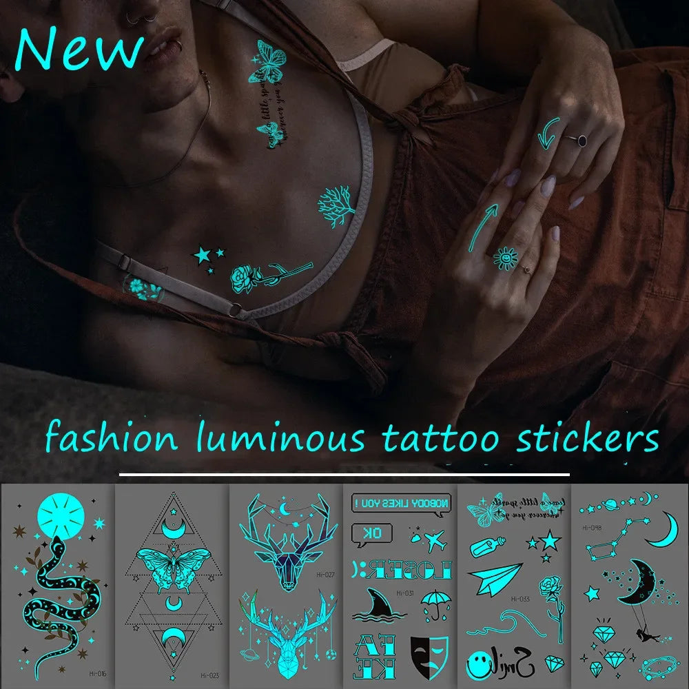 Luminous Butterfly Temporary Tattoo Stickers – Glow Body Art Temporary Tattoo Stickers PLUSH