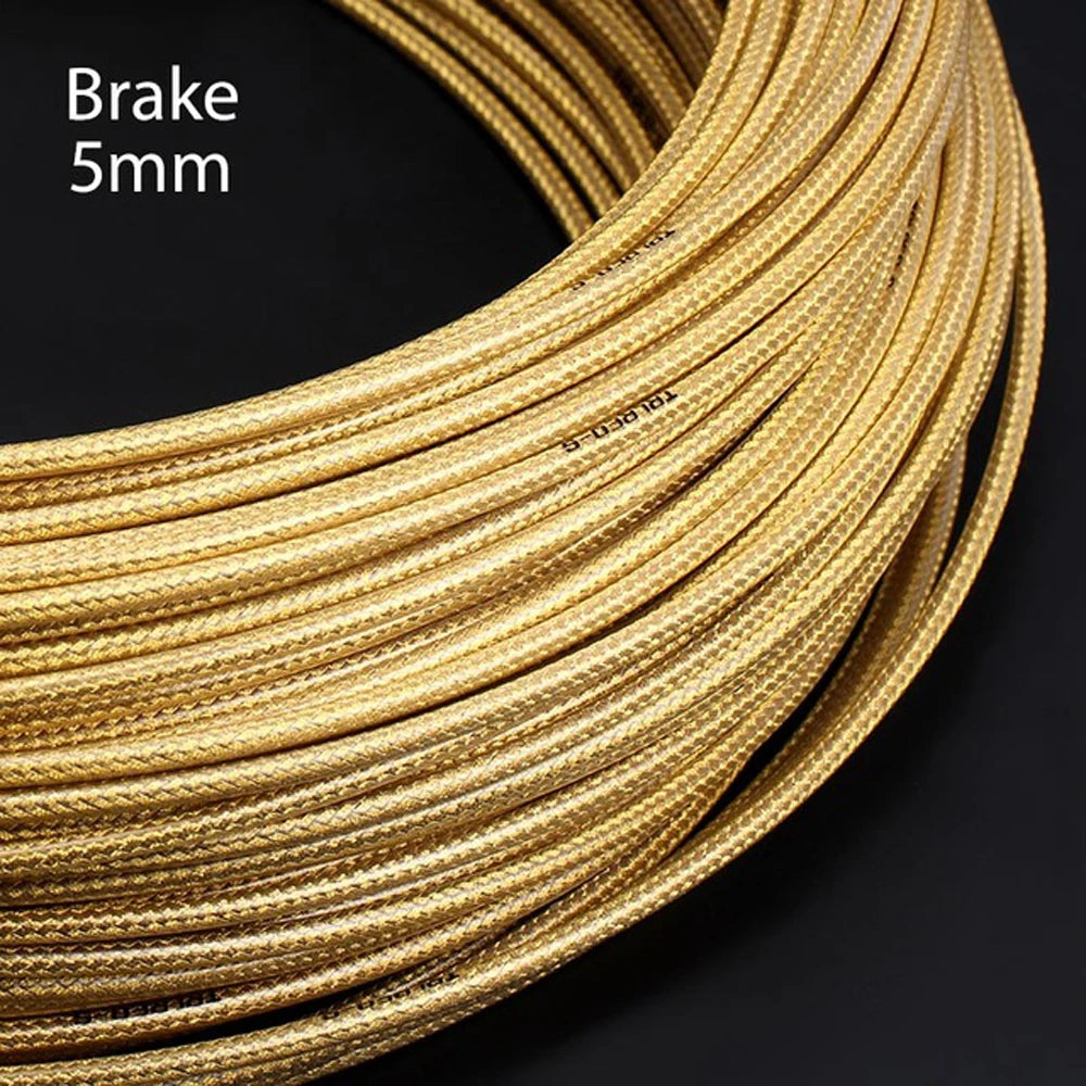 Woven Bicycle Brake Cable Housing 5mm 3m – MTB & Road Bike Bike Cable Housing PLUSH Brake Gold