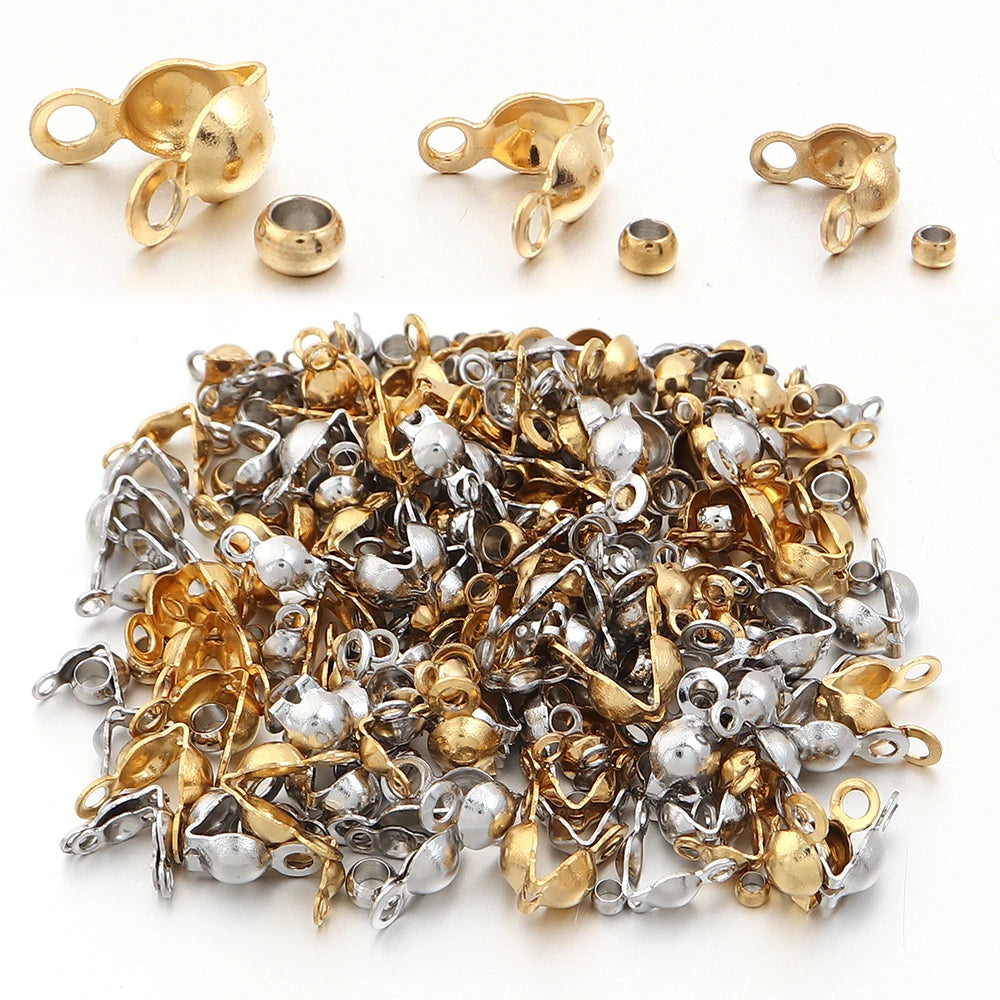 Stainless Steel Jewelry Clasps & Crimp Stopper Beads DIY Set Jewelry Findings Set PLUSH