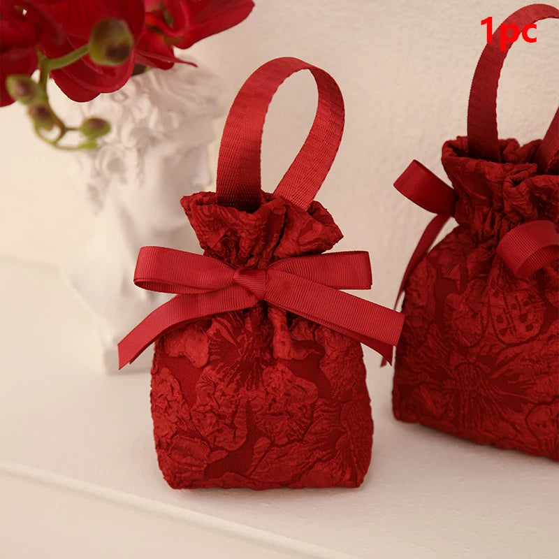 Fabric Tassel Drawstring Candy Bags – Wedding & Party Favors Party Favor Bag PLUSH Red