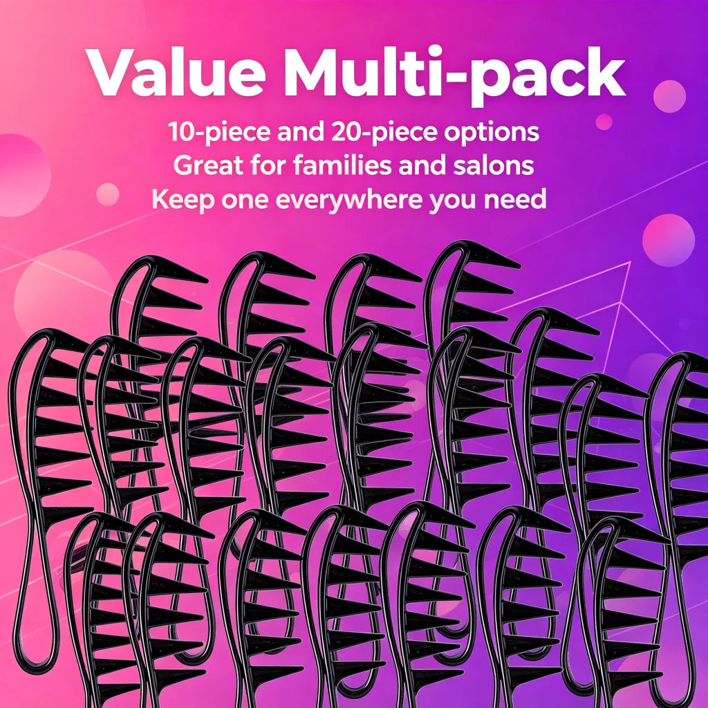 Wide Tooth Comb for Curly Hair – Anti-Breakage Salon Tool Hair Styling Comb PLUSH