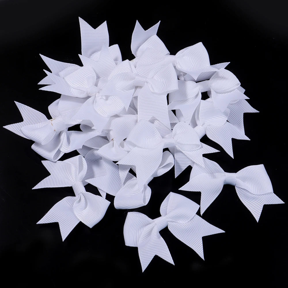 20pcs Handmade Polyester Swallowtail Bows for DIY Hair & Jewelry DIY Craft Bows PLUSH white