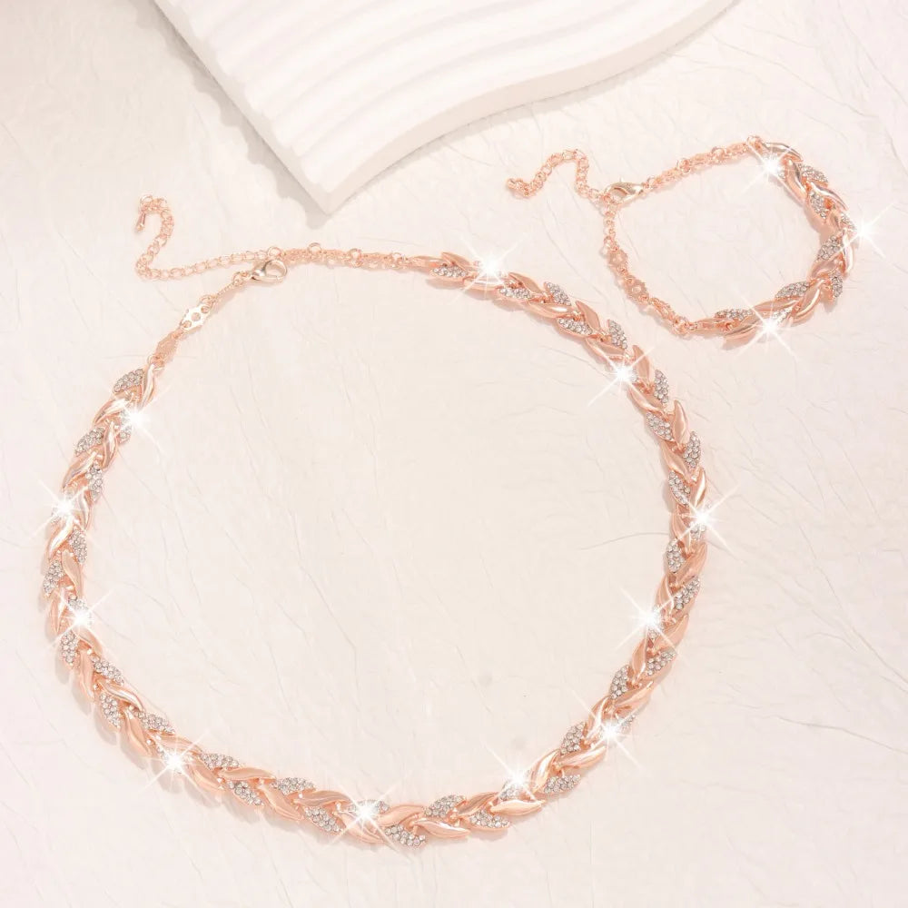 Zinc Alloy Fish Tail Necklace & Bracelet Set – Gold & Silver Jewelry Set PLUSH Gold