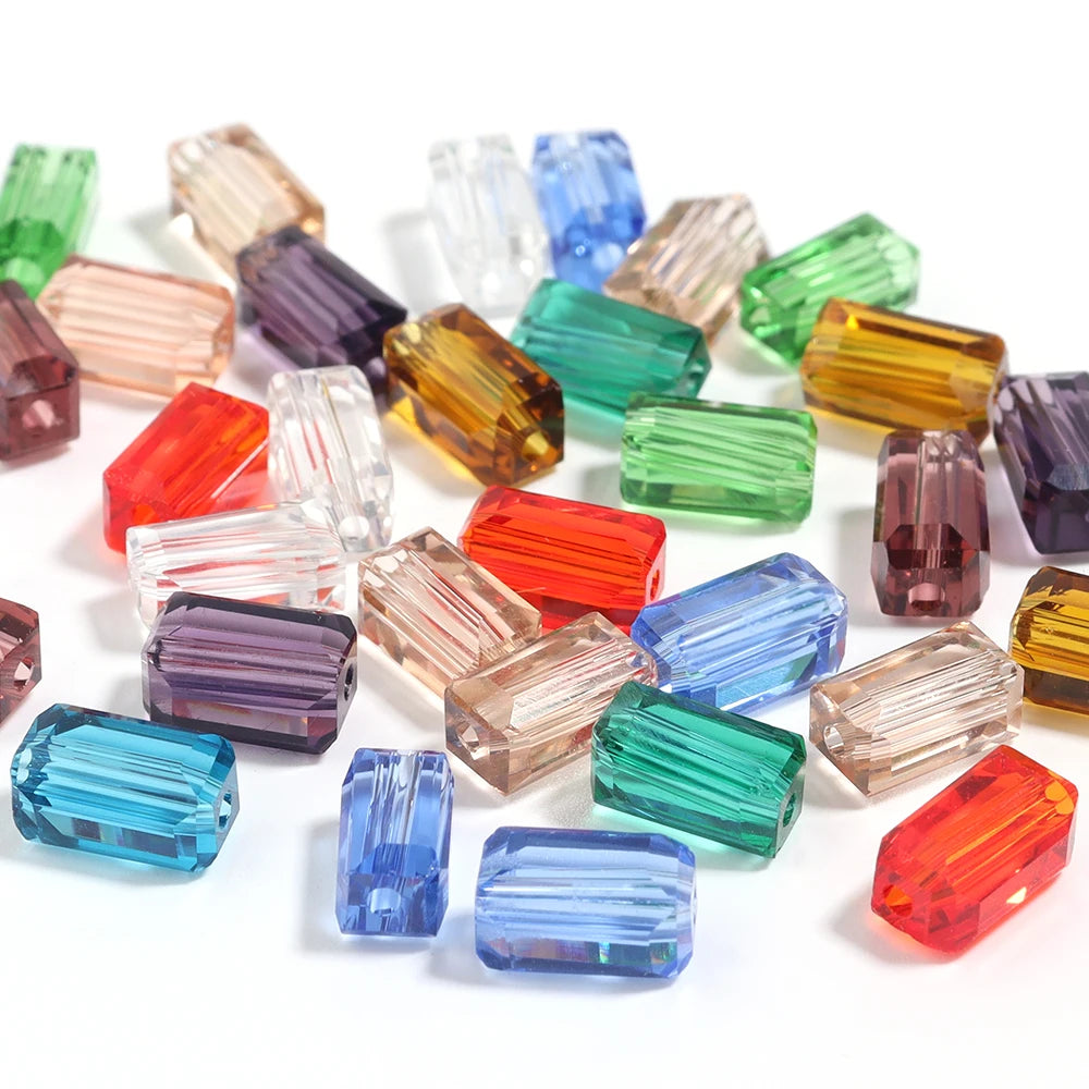 70-80pcs Cube Glass Spacer Beads – Colorful DIY Jewelry Glass Spacer Beads PLUSH 3x6mm 80pcs