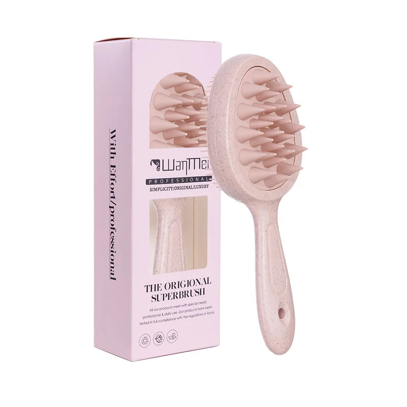 WANMEI Scalp Massage Shampoo Brush – Wet & Dry Hair Tool Scalp Massage Brush PLUSH pink boxed