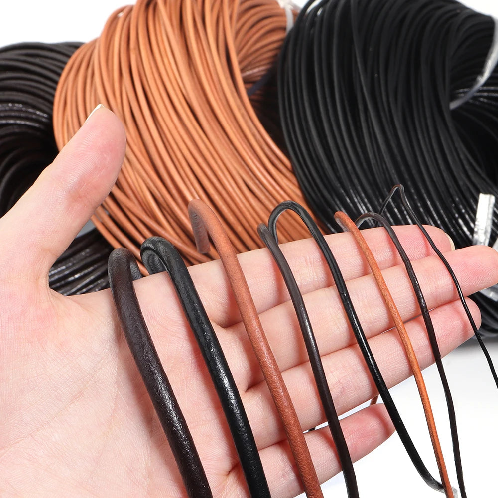 Genuine Cow Leather Cord Round Rope – DIY Jewelry 2-5 Yards Leather Jewelry Cord PLUSH
