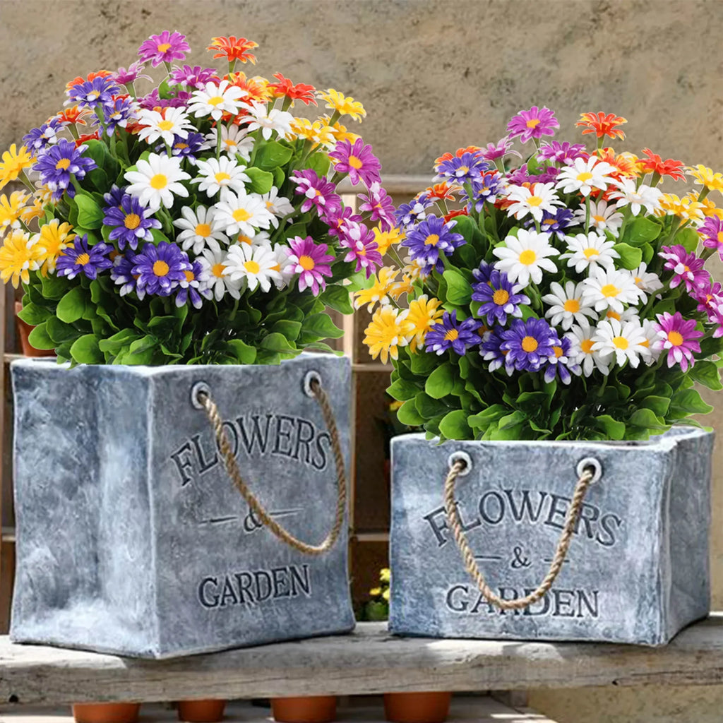 UV Resistant Outdoor Fake Daisy Flowers – Farmhouse Decor Artificial Fake Flowers PLUSH