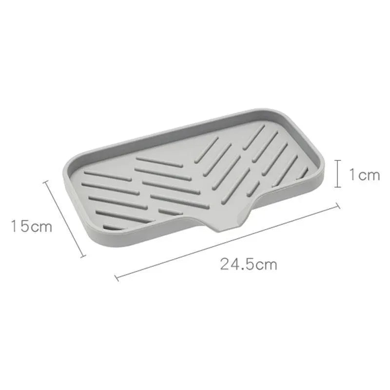 Silicone Sink Tray with Drain – Soap & Sponge Holder Sink Organizer Tray PLUSH M