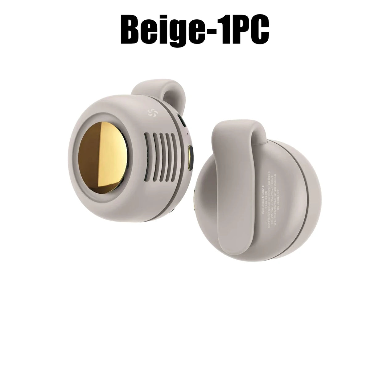 Bladeless Clip-On Mini Fan USB Rechargeable – Travel Fan Personal Clip-On Fan PLUSH Beige 1PC