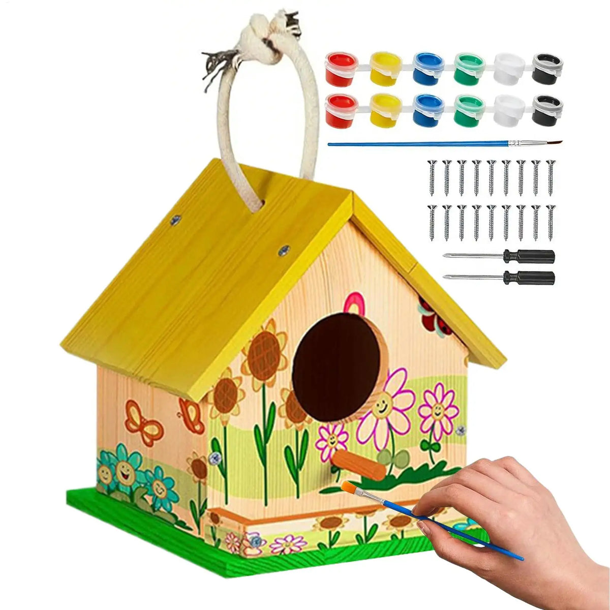 Wooden DIY Birdhouse Kit – Build, Paint & Hang Outdoor DIY Craft Kit PLUSH