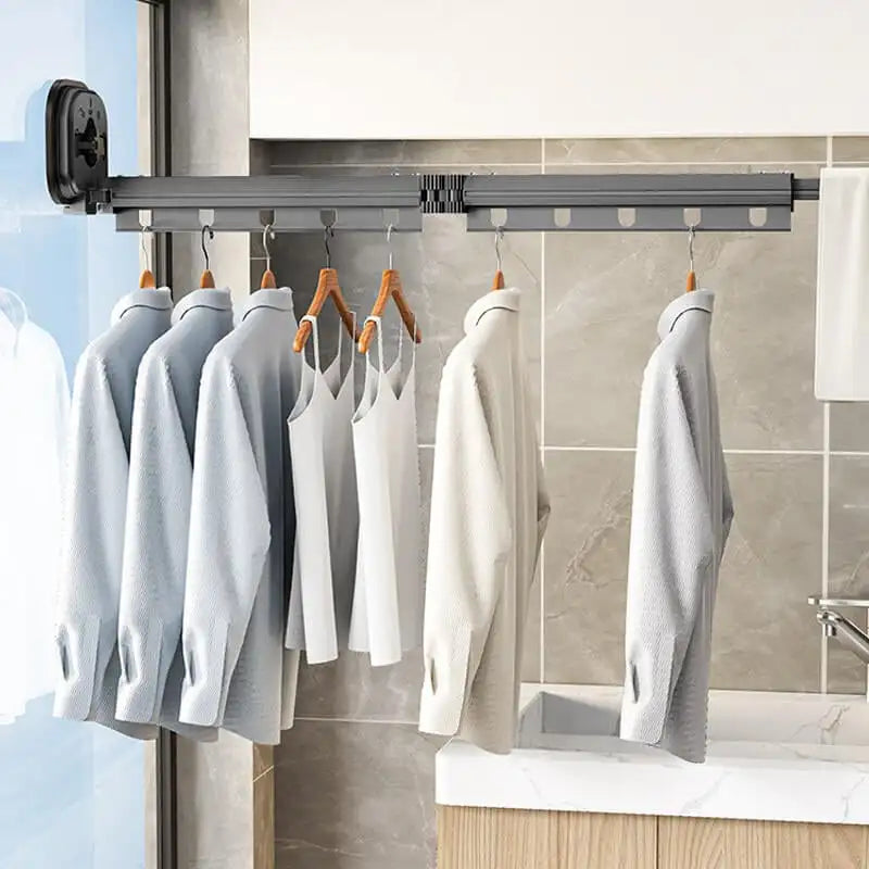 Wall-Mounted Folding Clothes Drying Rack | Retractable Aluminum Clothes Drying Rack PLUSH