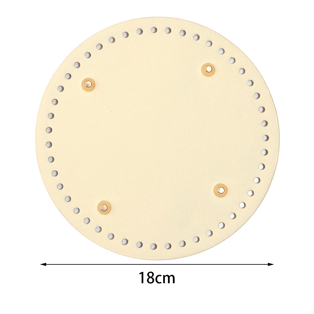 Round PU Leather Bag Base with Rivets – 12/15/18cm DIY Handbag Bag Making Base PLUSH apricot 18cm