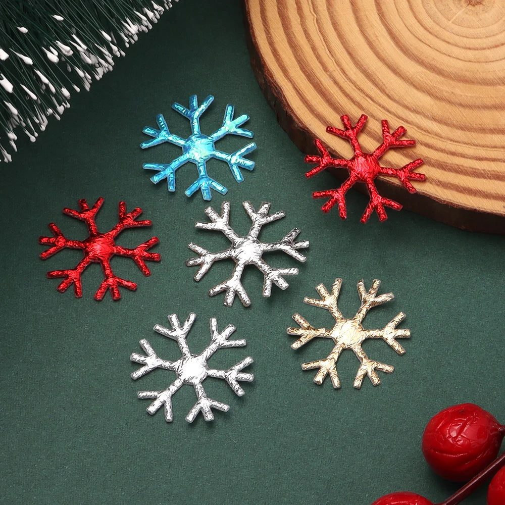 100pcs Felt Snowflake Appliques – Christmas DIY Craft Decor Craft Appliques PLUSH