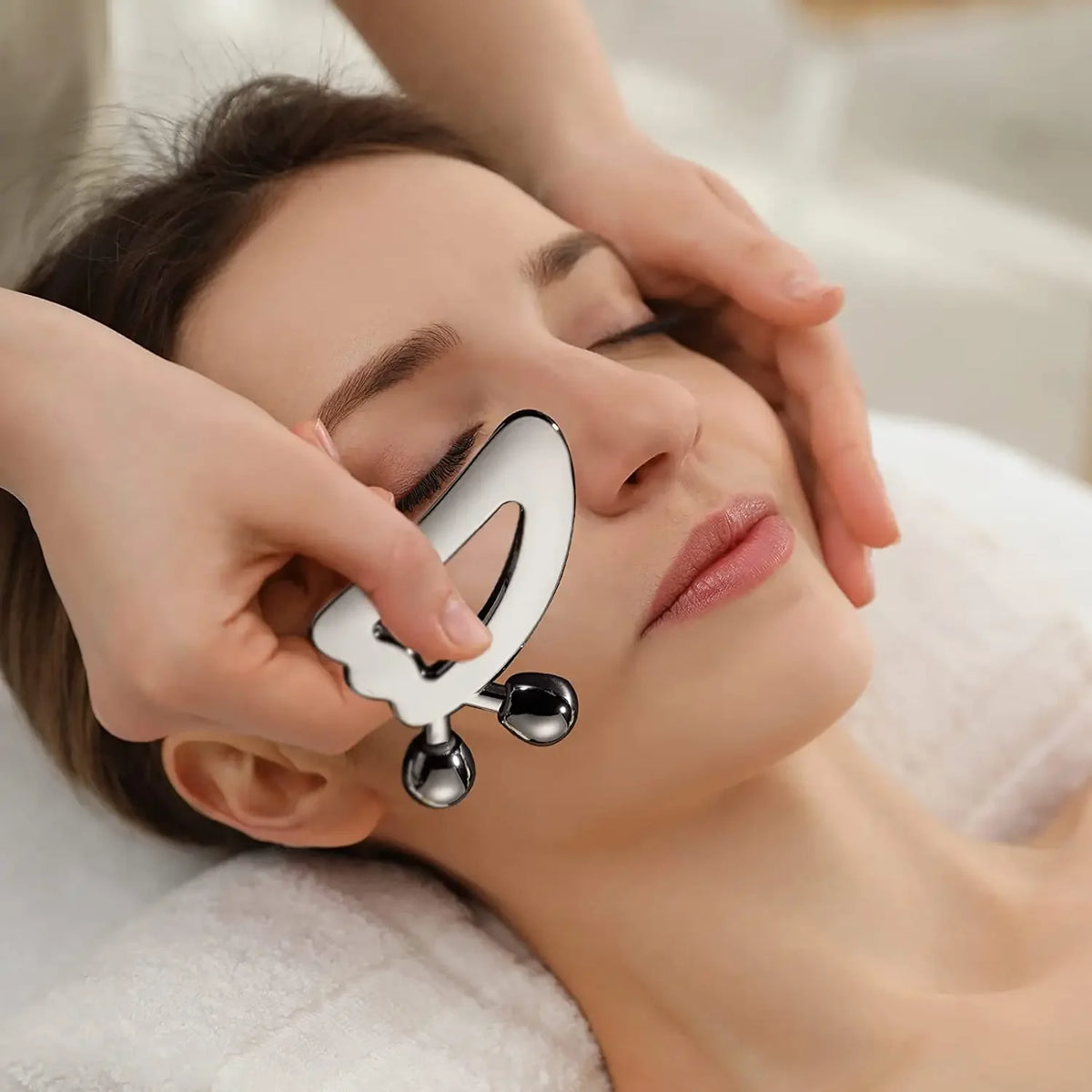 Stainless Steel Gua Sha Facial Tool with Roller | Skin Care Gua Sha Facial Tool PLUSH
