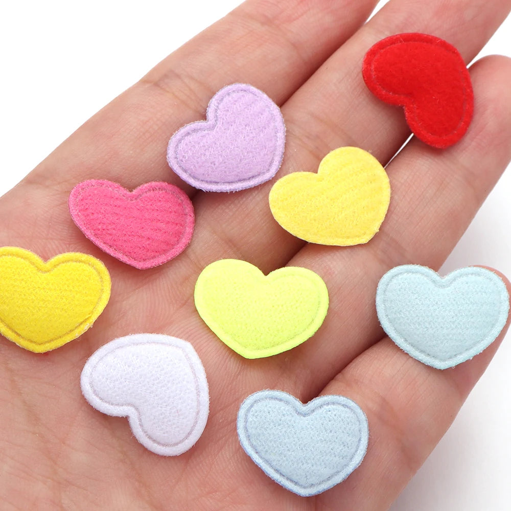 100pcs Heart Fabric Applique Patches 15x17mm – DIY Craft Fabric Applique Patches PLUSH