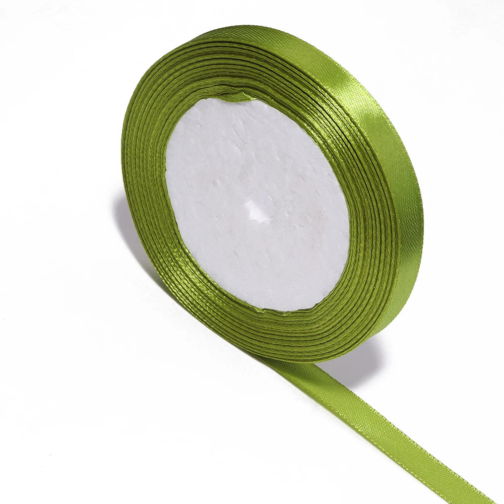 25 Yards Olive Green Satin Ribbon – Multi-Width DIY Craft Satin Craft Ribbon PLUSH 10mm 25yards