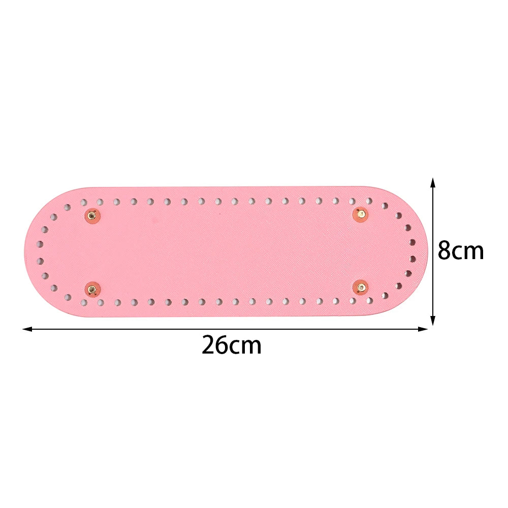 PU Leather Bag Base with Rivets – DIY Handbag Bottom Pad Bag Making Accessory PLUSH pink 8X26cm