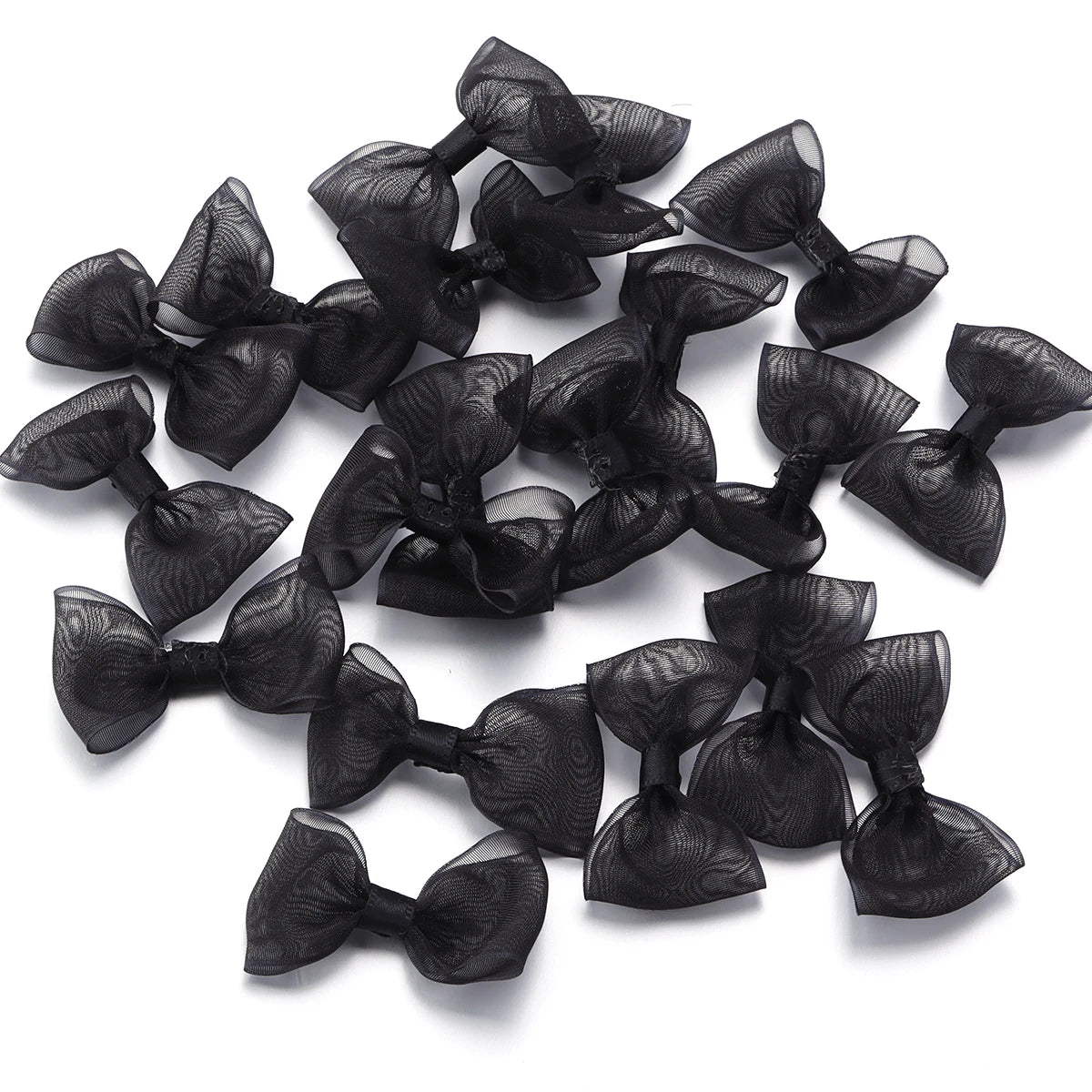 20pcs Organza Sheer Mesh Bows – Hair Clips & DIY Crafts Craft Bow Embellishments PLUSH Black
