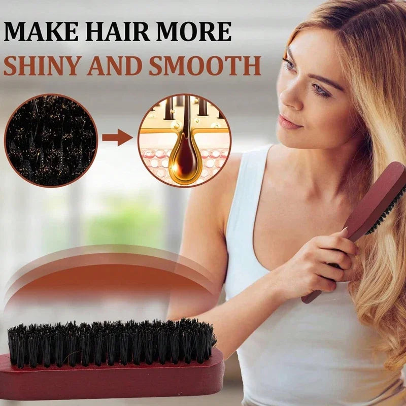 Wooden Handle Bristle Hair Brush Set – All Hair Types Hair Brush Set PLUSH
