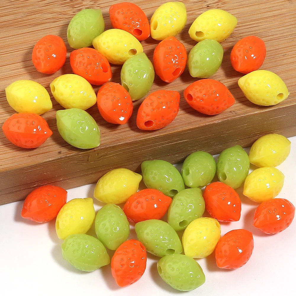 30pcs Lemon Acrylic Fruit Spacer Beads for DIY Jewelry Making Acrylic Spacer Beads PLUSH