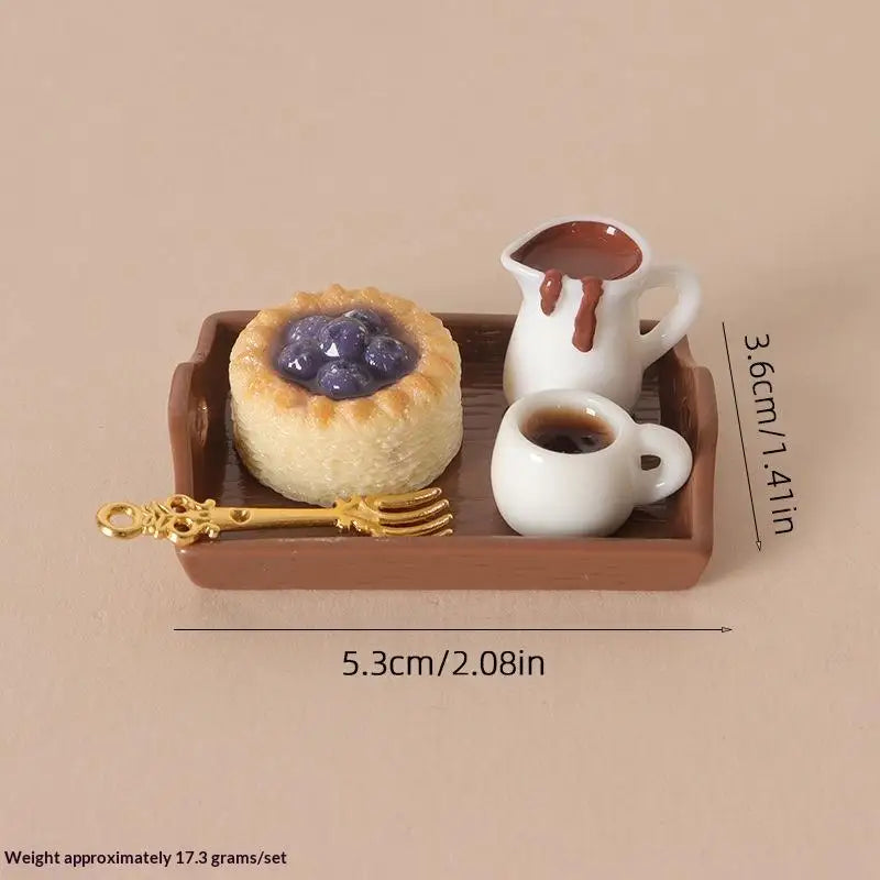 Miniature Coffee & Pastry Set – 1:12 Dollhouse Diorama Decor Dollhouse Accessory Set PLUSH A11