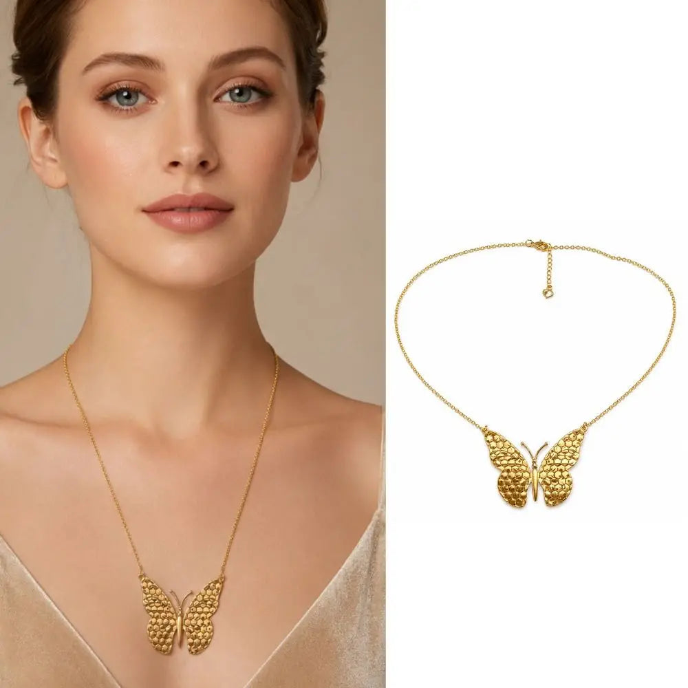 Butterfly Pendant Necklace – Stainless Steel Choker, 3 Sizes Pendant Necklace PLUSH