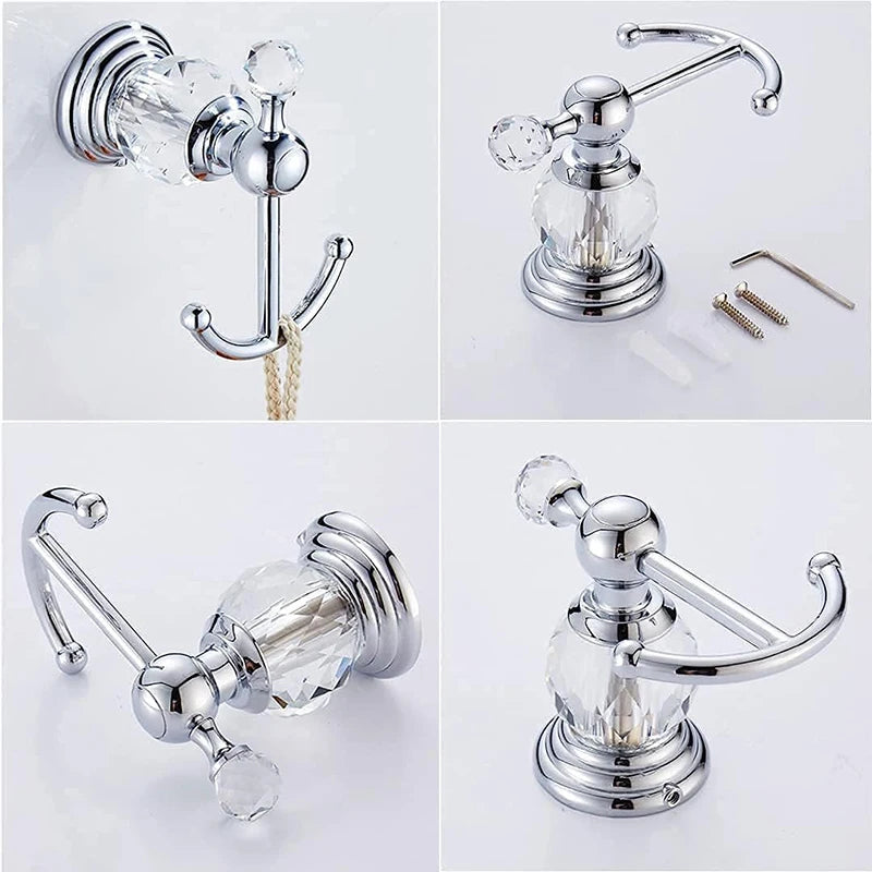 Crystal Robe Hook Wall Mount – Chrome & Gold Towel Hanger Robe Hook PLUSH