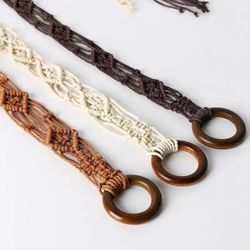 Women's Woven Tassel Waist Belt – Korean Knotted Cotton Rope Woven Waist Belt PLUSH