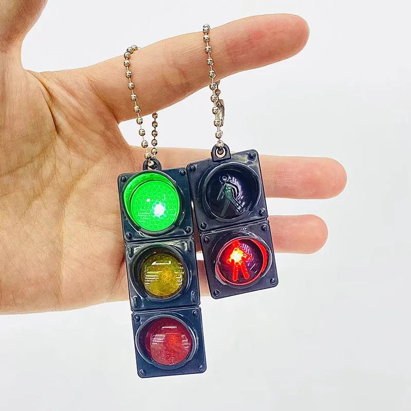 Mini Traffic Light LED Keychain – Cute Backpack Pendant LED Novelty Keychain PLUSH