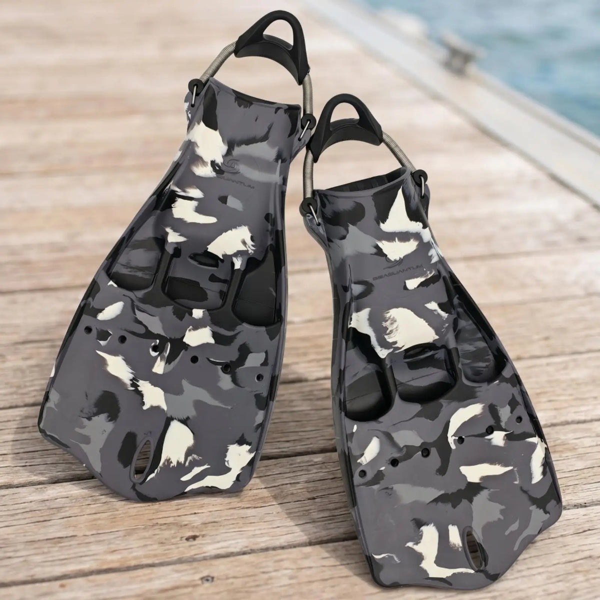 Open Heel Vented Jet Diving Fins with Spring Strap Bands Diving Fins PLUSH