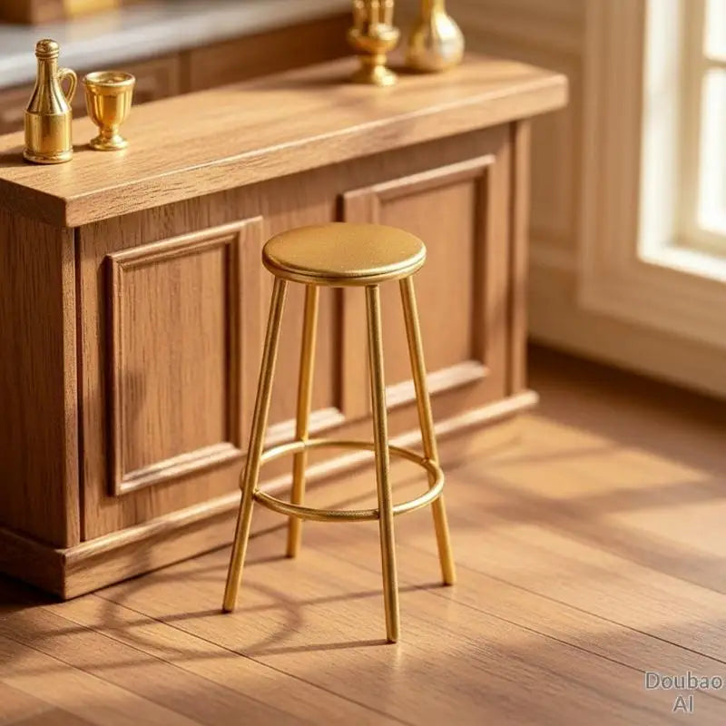 1:12 Miniature Metal Bar Stool for Dollhouse Decor | Collector Dollhouse Miniature Furniture PLUSH