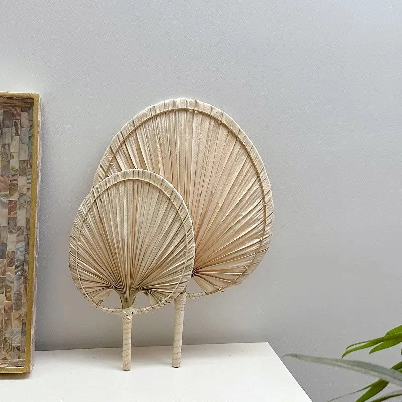 Handmade Palm Leaf Woven Fan – Boho Wall Art & Wedding Décor Wall Art Decor Fan PLUSH