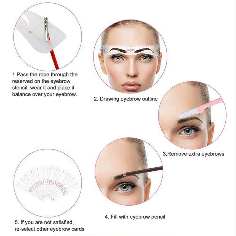 12-Style Reusable Eyebrow Stencil Set – DIY Brow Templates Eyebrow Stencil Set PLUSH