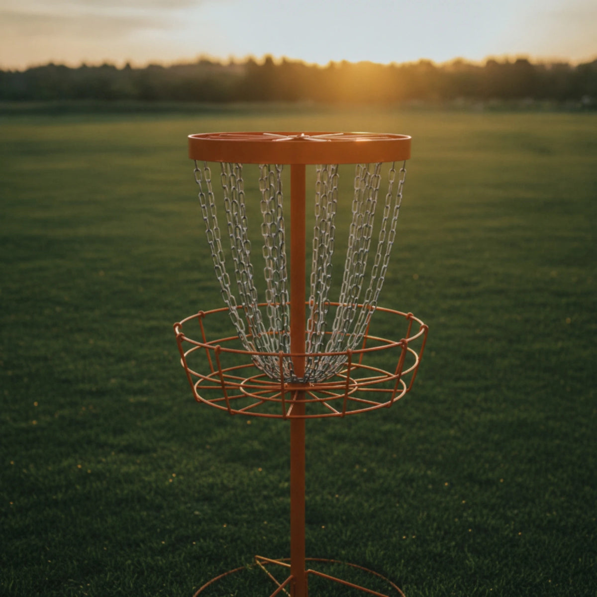 Portable Disc Golf Basket with Chains – Orange Practice Target Disc Golf Basket PLUSH
