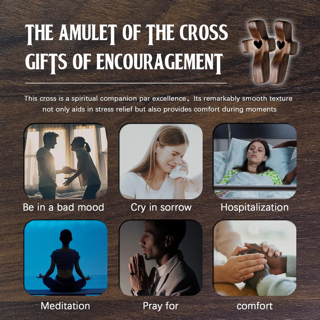 Handmade Wooden Pocket Prayer Cross | Christian Fidget Gift Wooden Prayer Cross PLUSH
