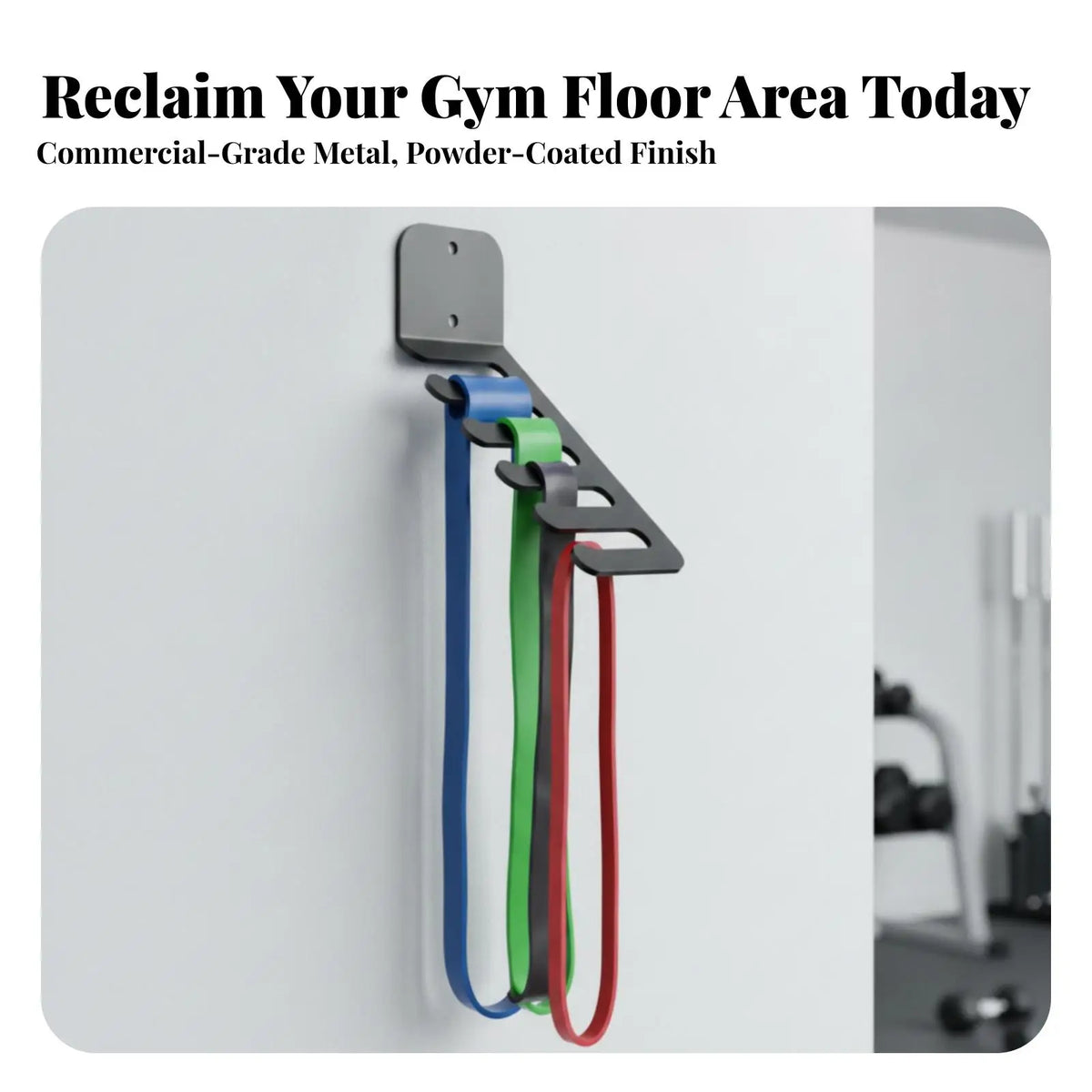 Compact Steel Wall Rack Organizer for Workout Bands & Cables Gym Wall Organizer PLUSH