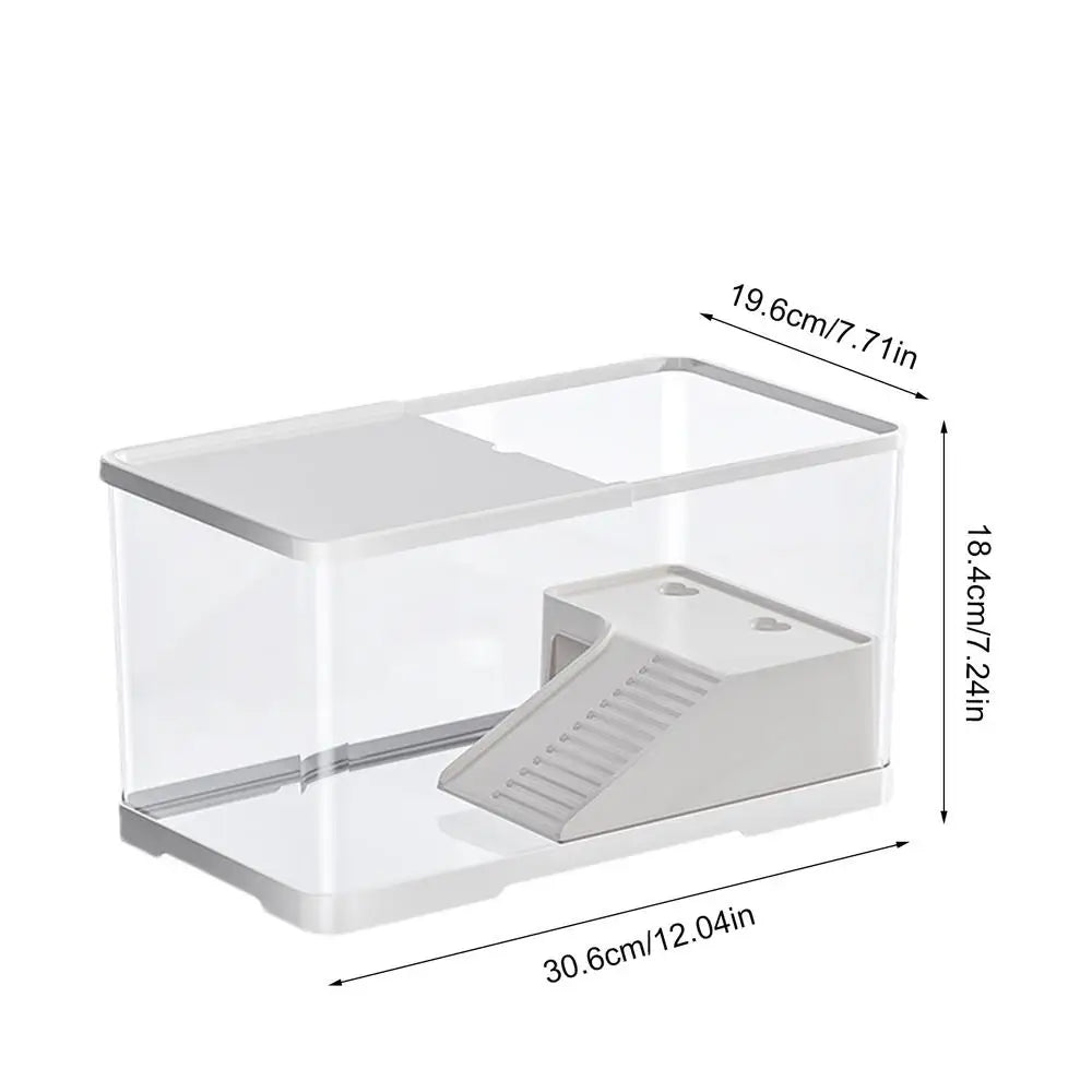 10L Turtle Aquarium Tank with Basking Platform & 360° View Reptile Vivarium Tank PLUSH White