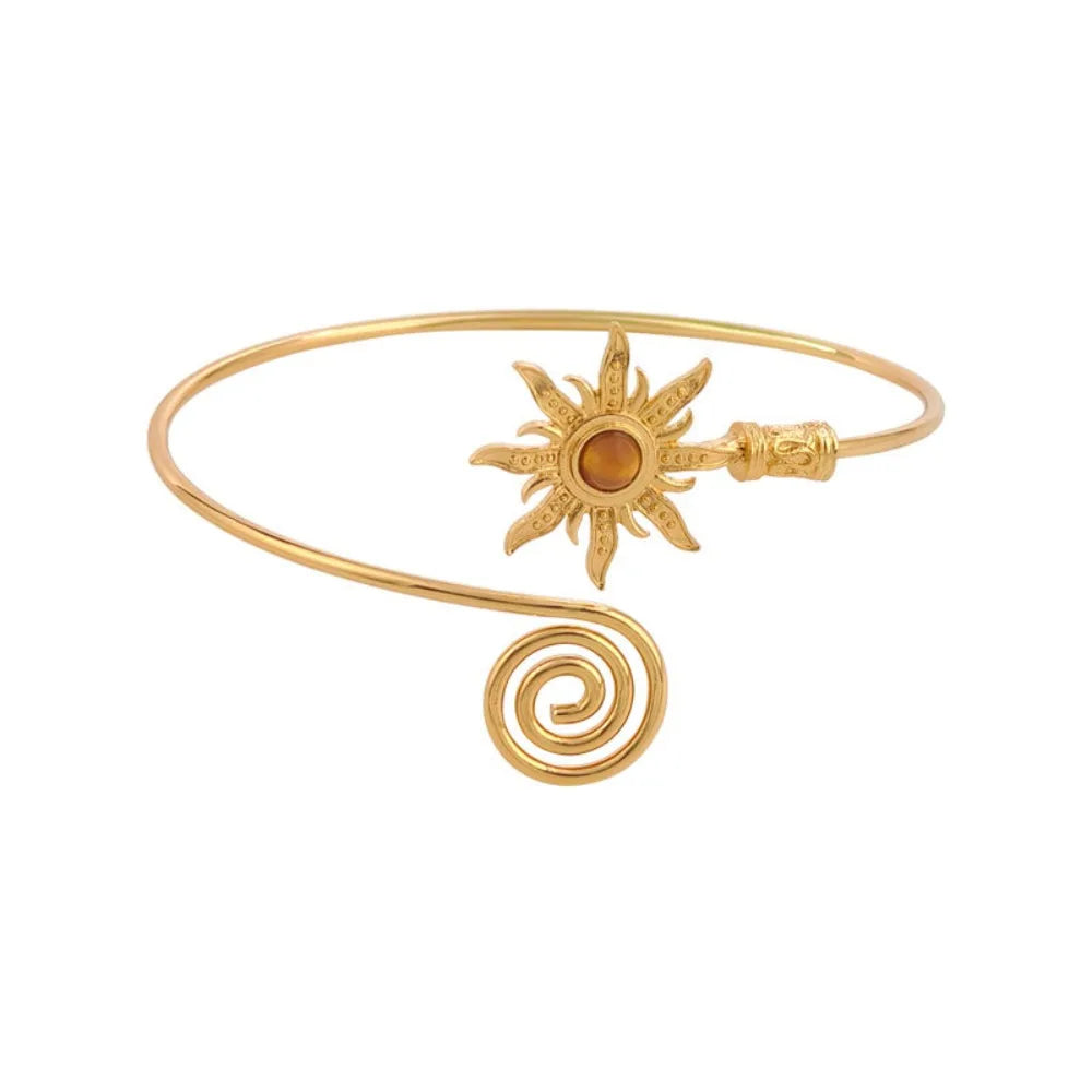 Bohemian Turquoise Sun Wide Open Arm Cuff Bracelet Women Arm Cuff Bracelet PLUSH Style B Gold