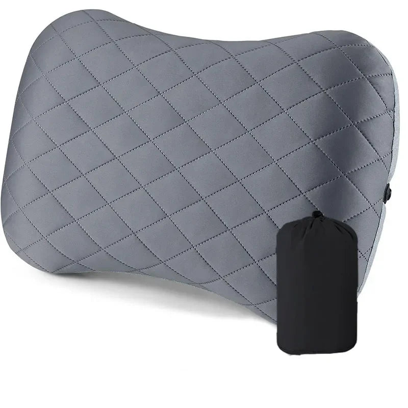 Ultralight Inflatable Camping Pillow – Neck & Lumbar Support Inflatable Camping Pillow PLUSH Light Grey