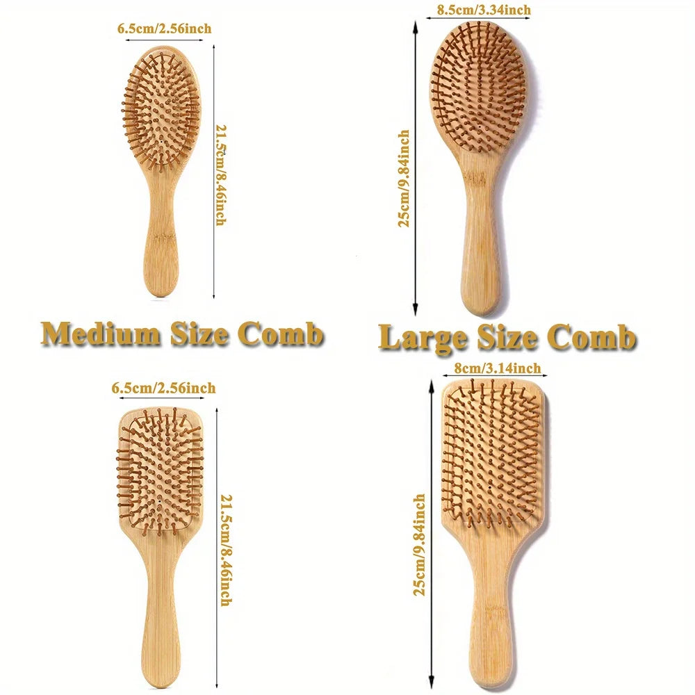 Bamboo Hair Brush Scalp Massager Comb – Anti-Static Hair Brush Comb PLUSH