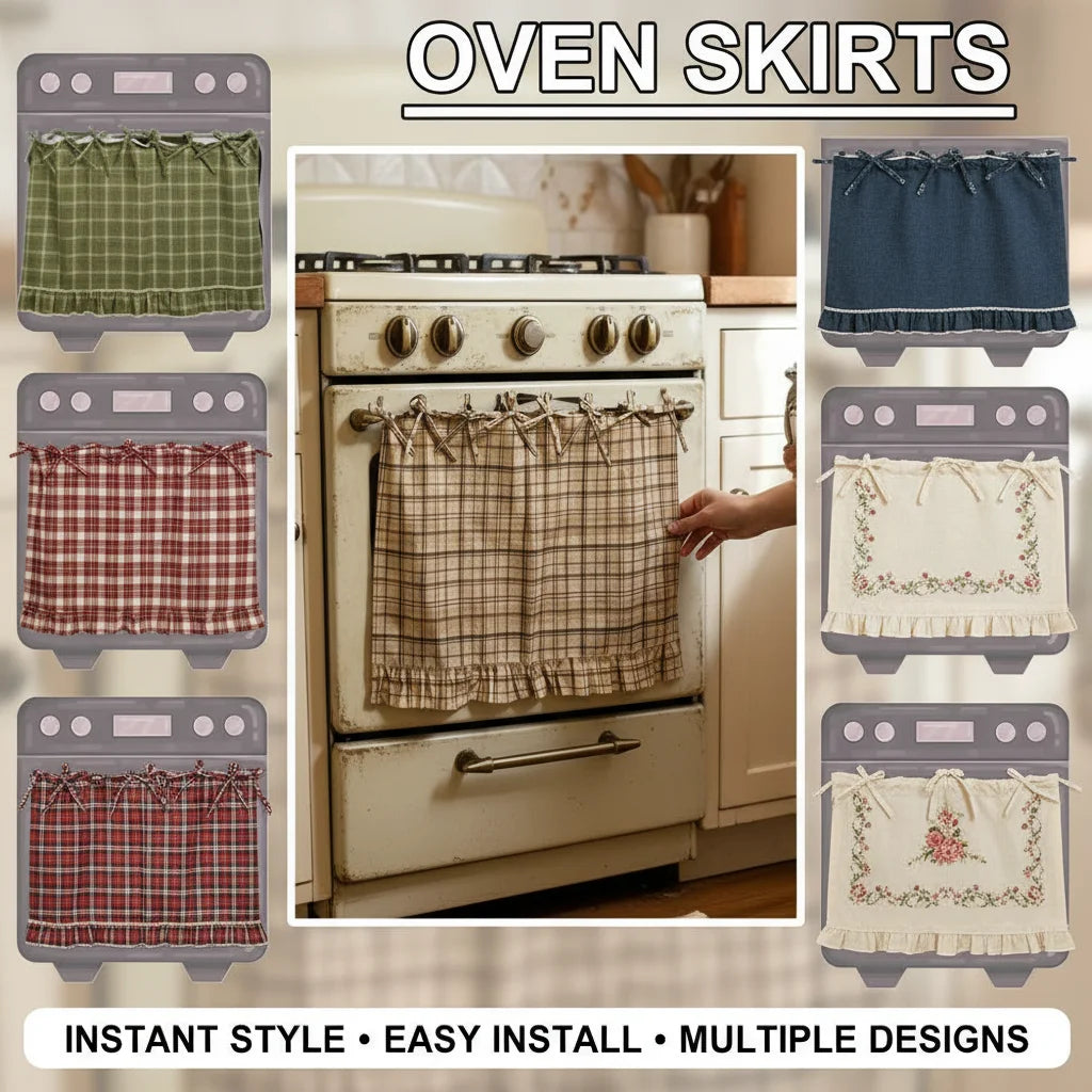 Farmhouse Oven Skirt Ruffle Trim – Kitchen Curtain Cover Kitchen Curtain Cover PLUSH