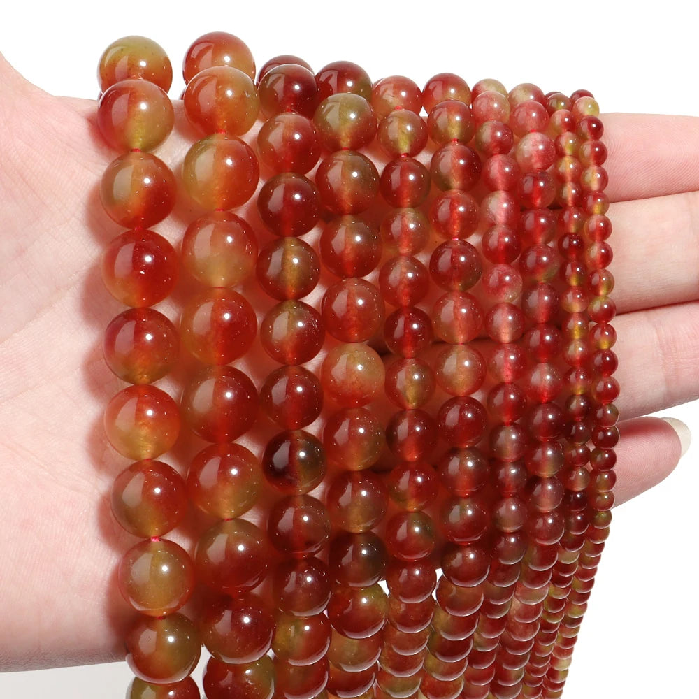 Watermelon Quartz Chalcedony Red Stone Beads – DIY Jewelry Natural Stone Beads PLUSH